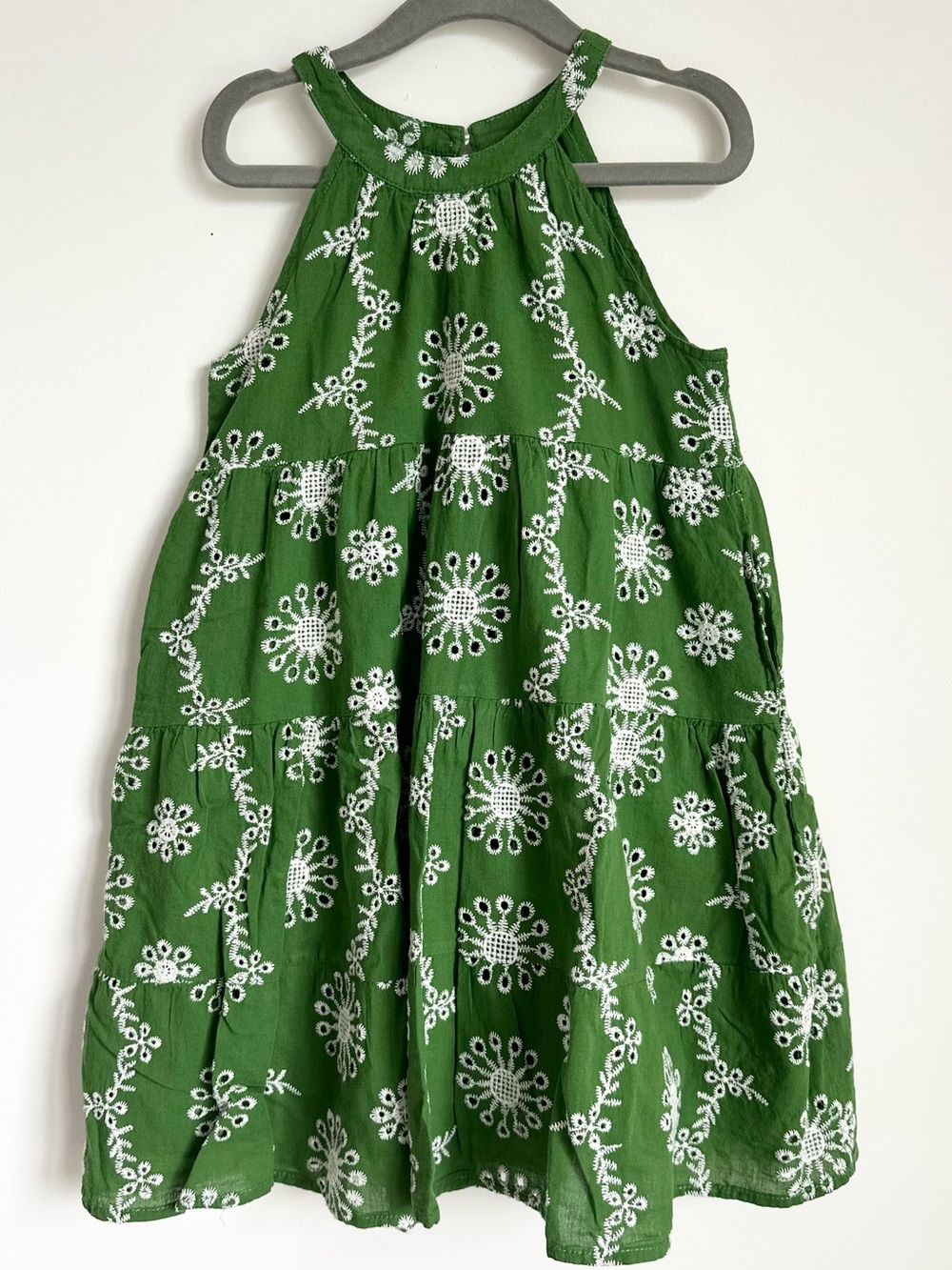 VIGNETTE Girls Green Embroidered Halter Sundress Size 7Y